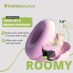 Cattasaurus Peekaboo tunel-cama-gato-rosa, exploración segura y divertida.
