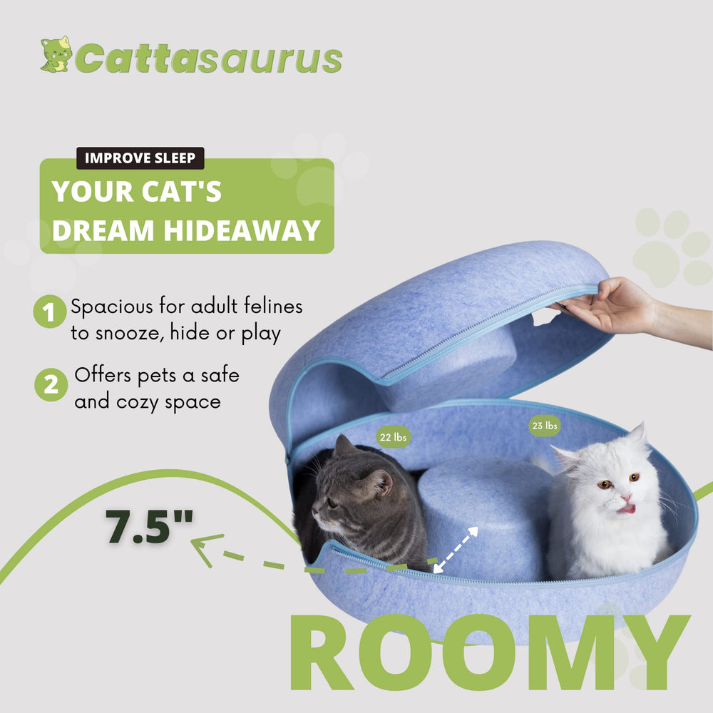 Cattasaurus Peekaboo tunel-desmontable-y-lavable, limpieza rápida y fácil.