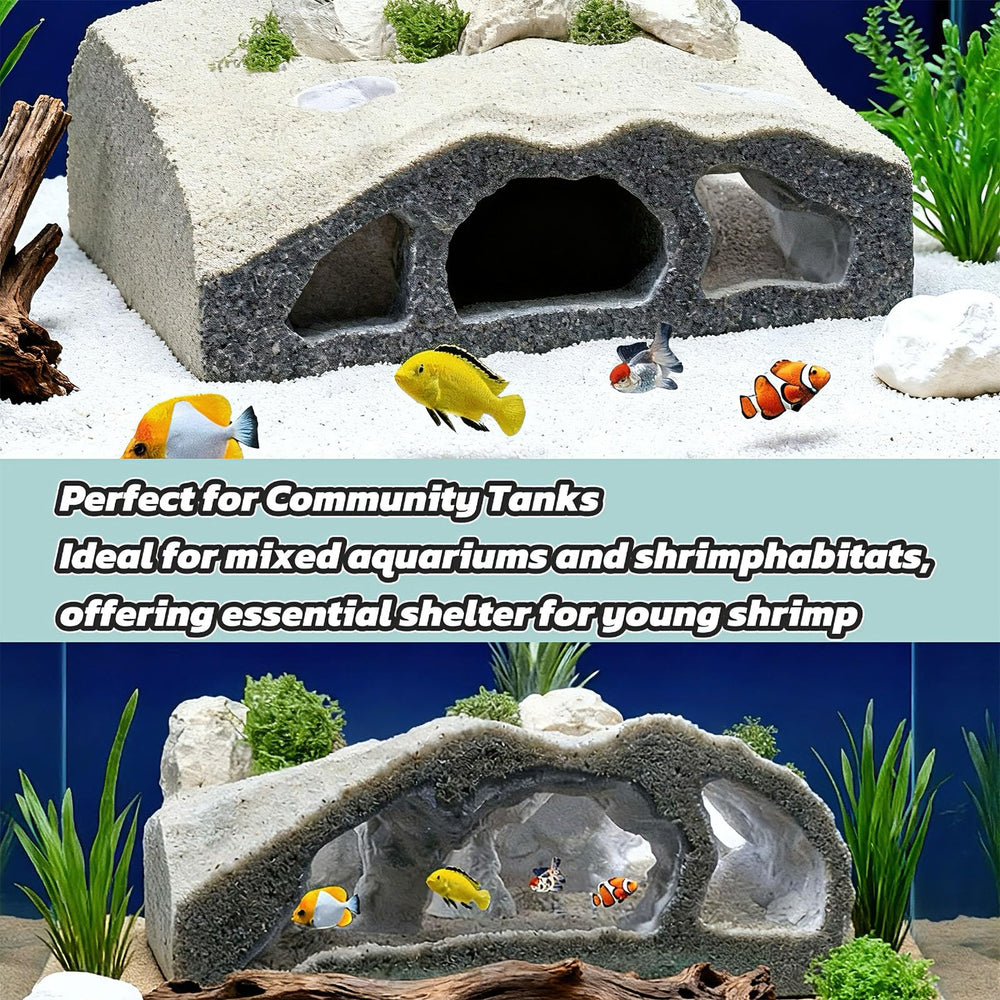 Caverna submarina 3D diseño estable facilita instalación y limpieza.