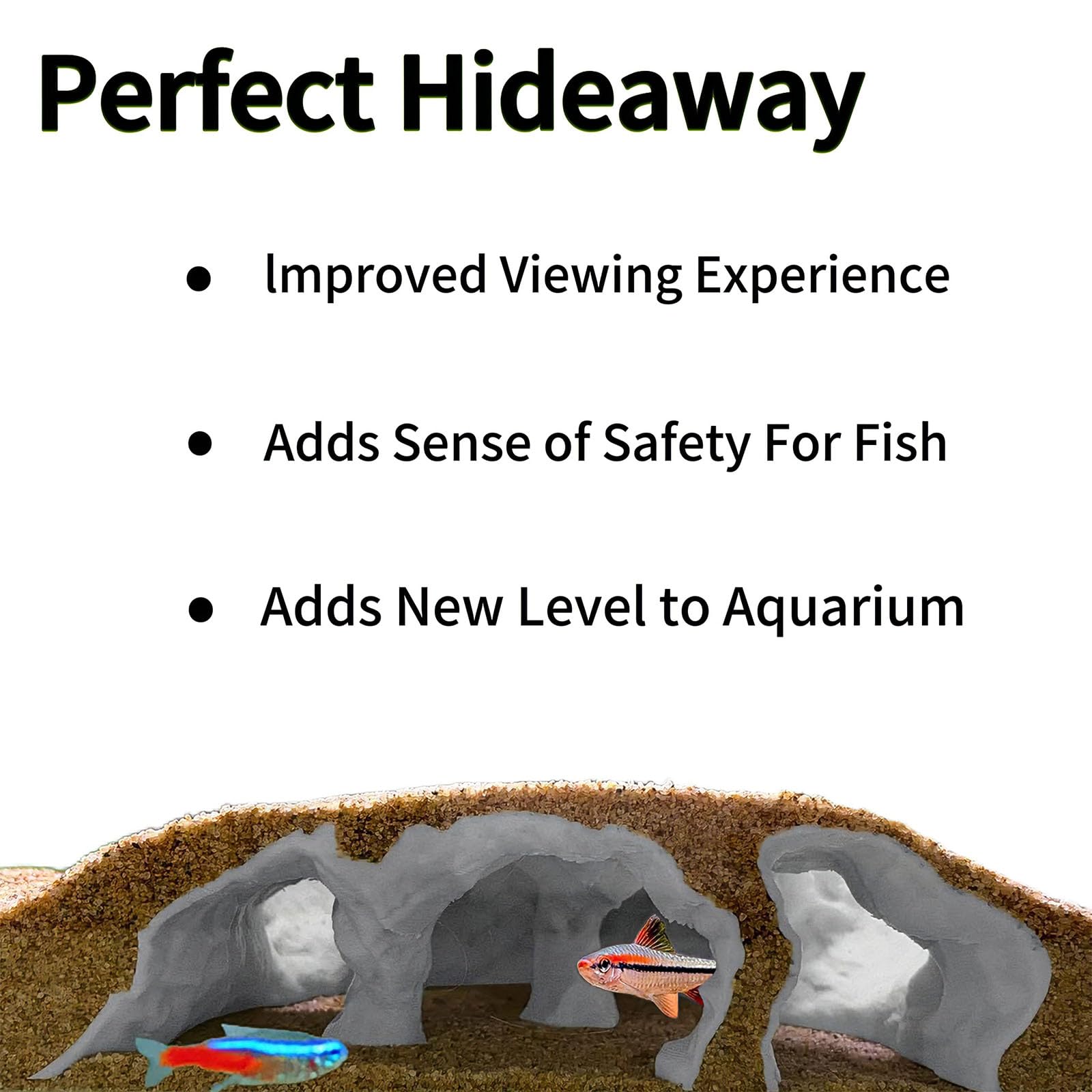 Caverna submarina 3D con superficie texturizada mejora la estética y refugio.