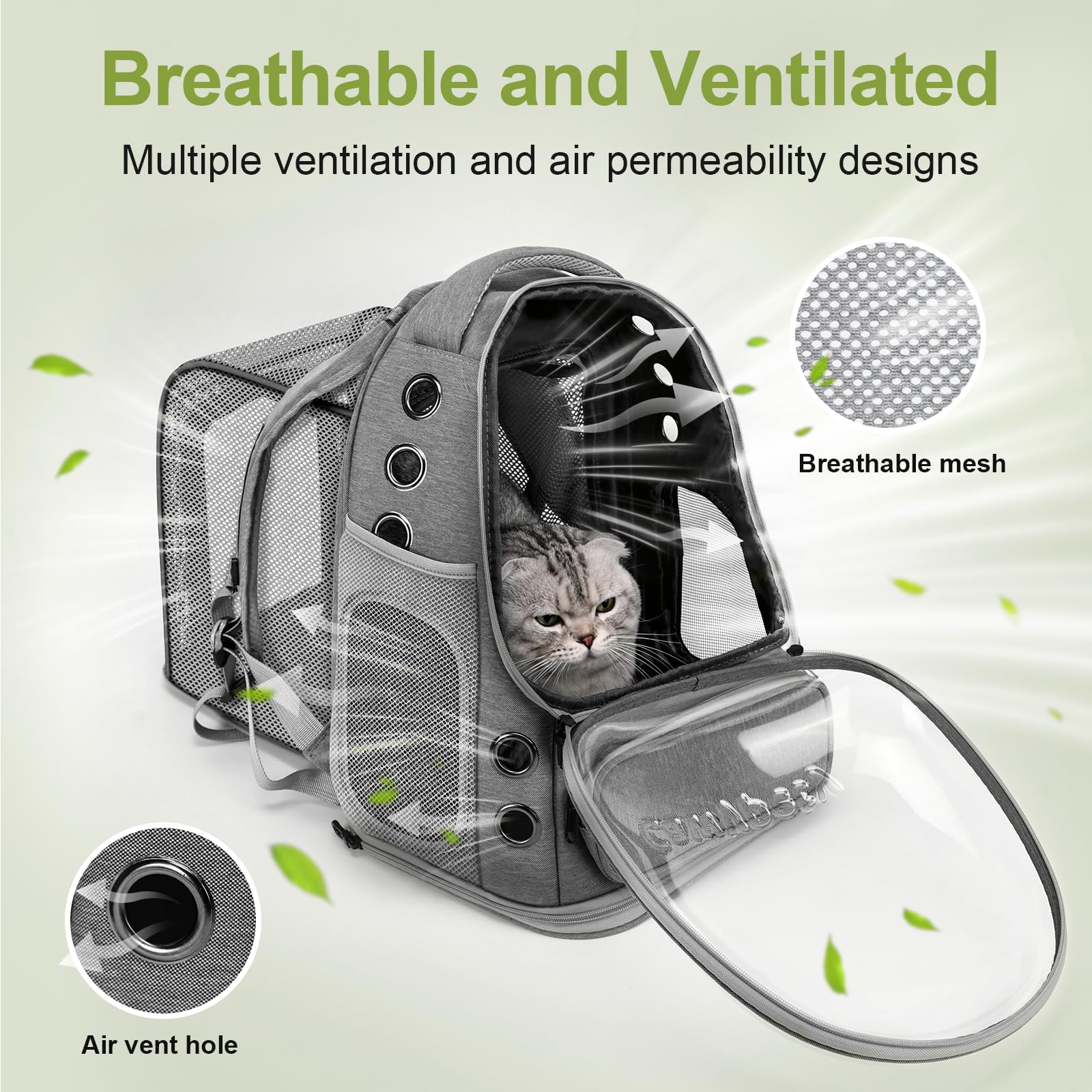 Materiales transpirables 600d y malla de Cawypety para mayor ventilación