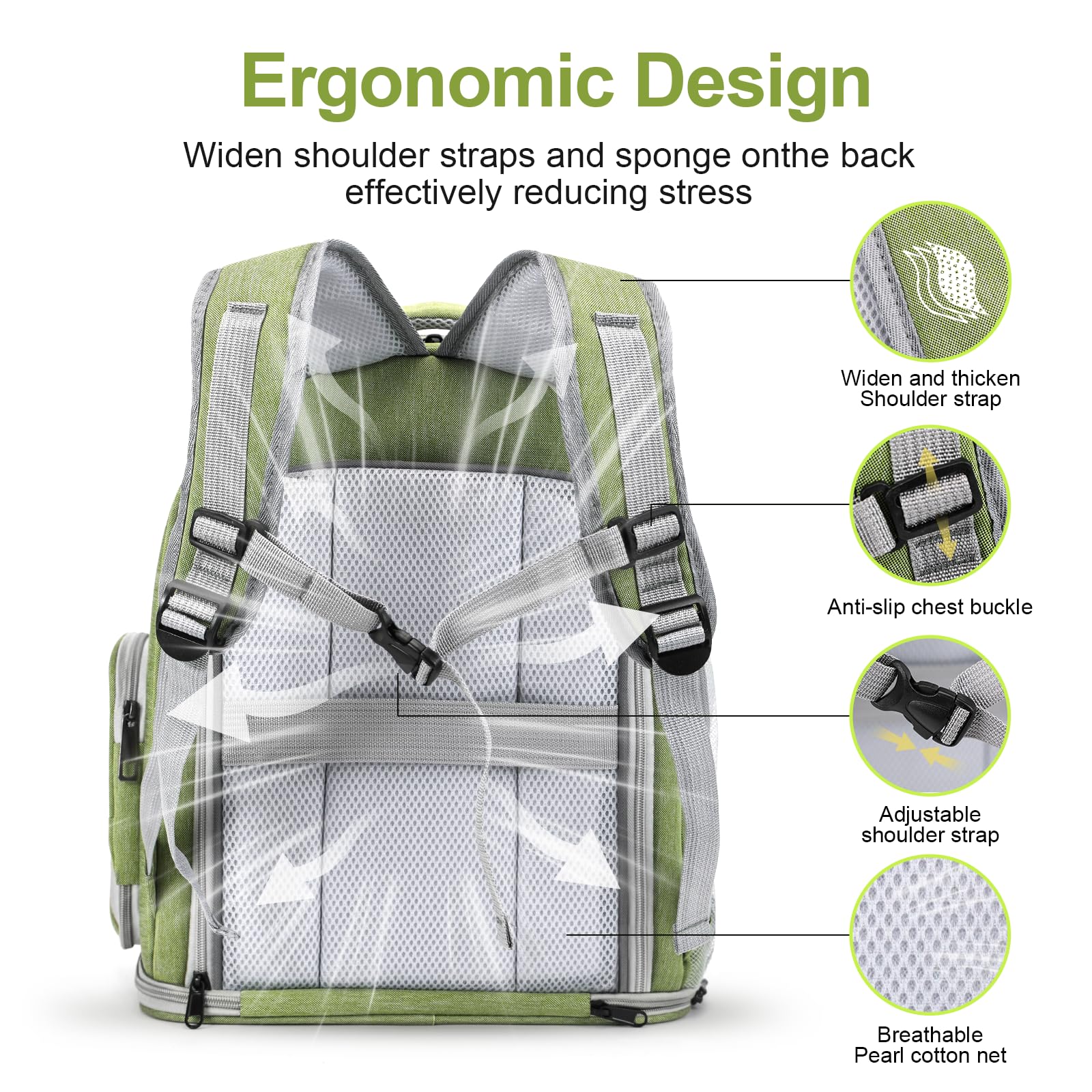 Correas ajustables y diseño plegable para almacenamiento fácil.