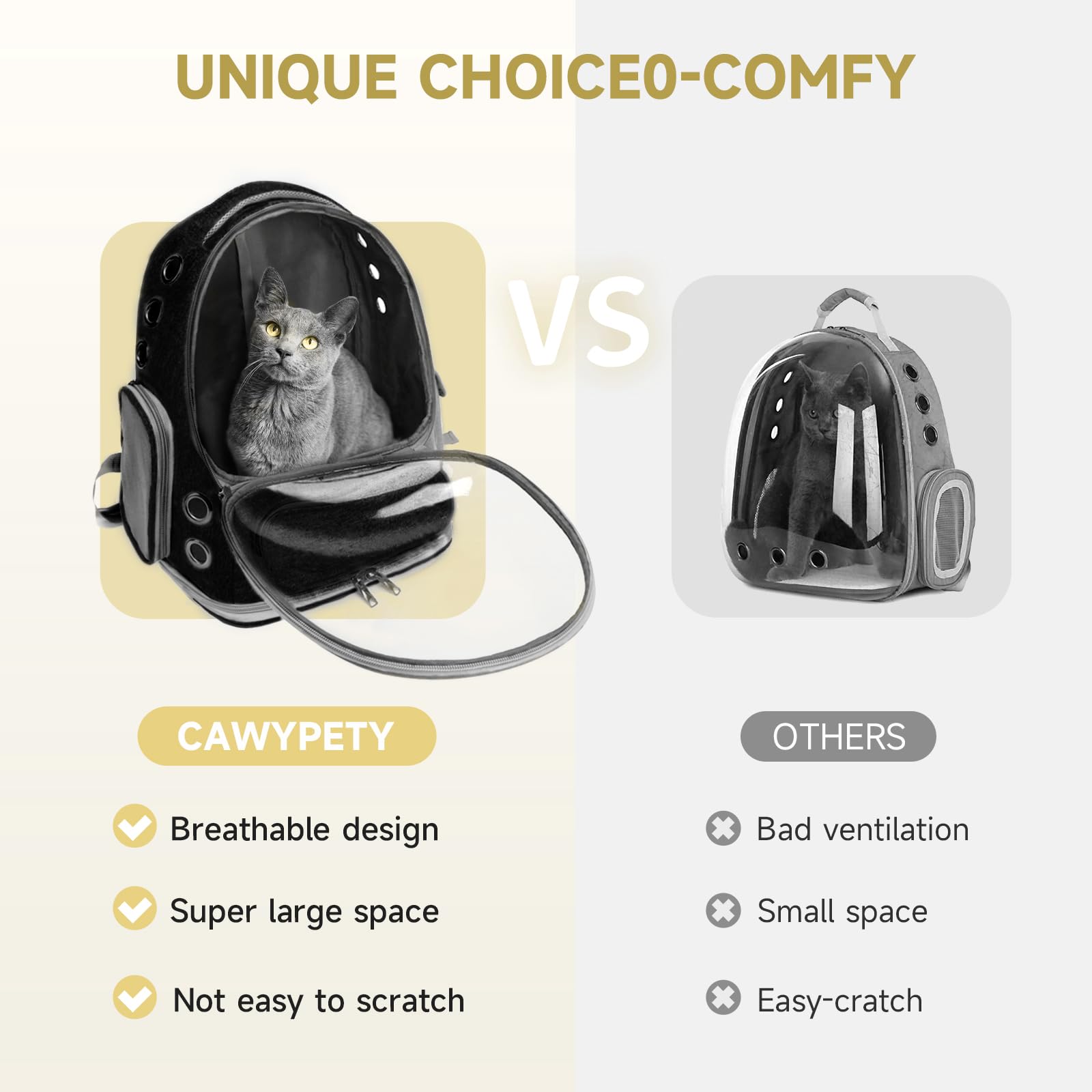 Cawypety mochila-gato con entradas laterales para fácil acceso.