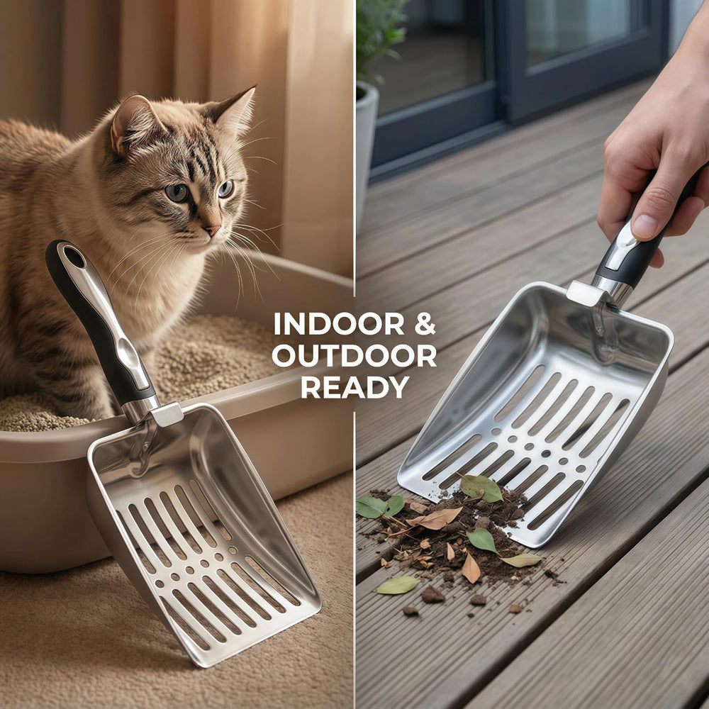 Pala ranurada en cazo para arena de gato facilita el retorno limpio