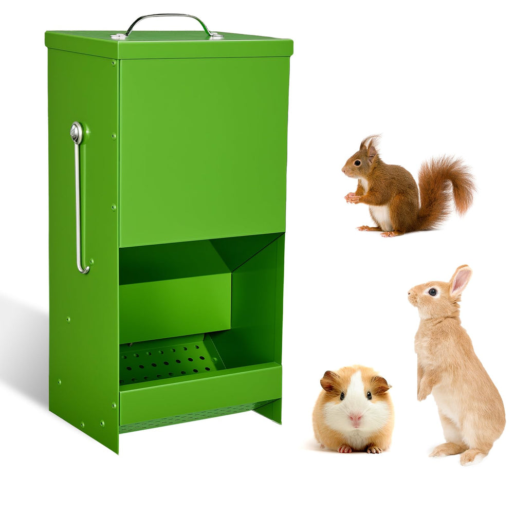 CCAENI alimentador automático para conejos con tapa verde y capacidad de 5 libras