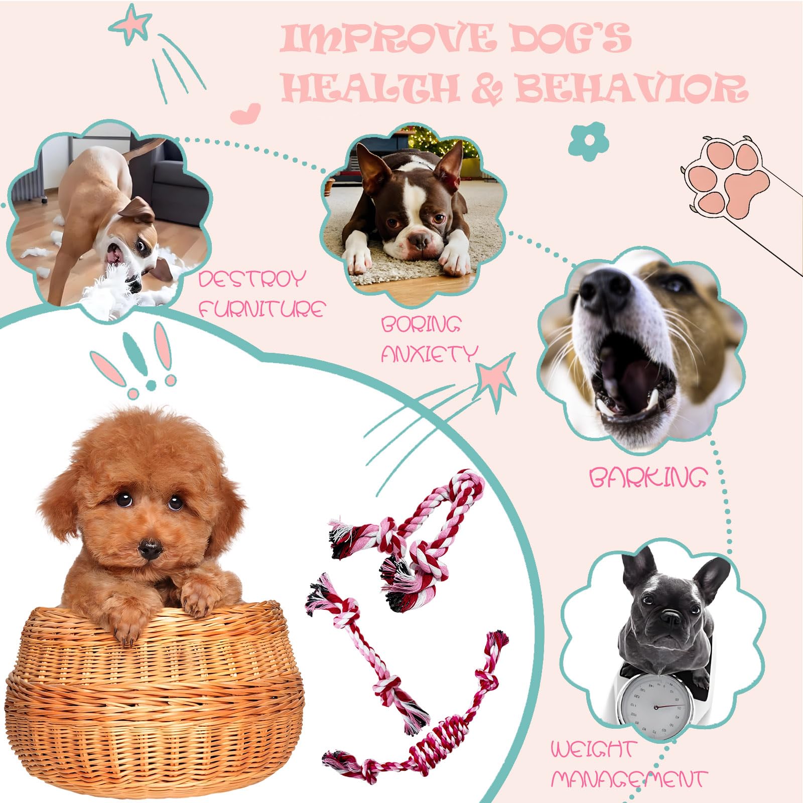Cdyzqikm Juguete lavable a máquina para perros.