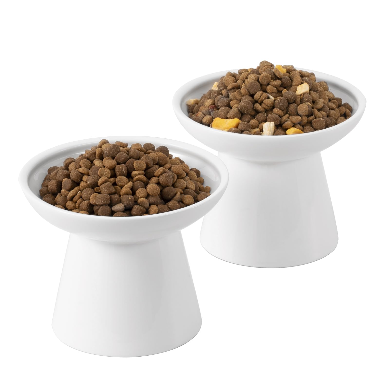 CEEFU tazón elevado de cerámica para gatos: vista general con ambos cuencos, ideal para comedores compartidos