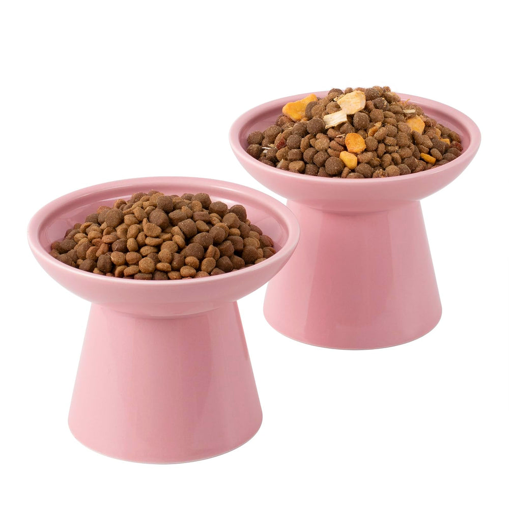 CEEFU tazón elevado rosa extra ancho para gatos facilita comer