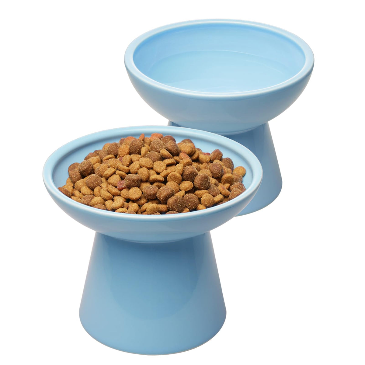 CEEFU tazones para gato cerámicos elevados en azul, comida y agua más cómodos