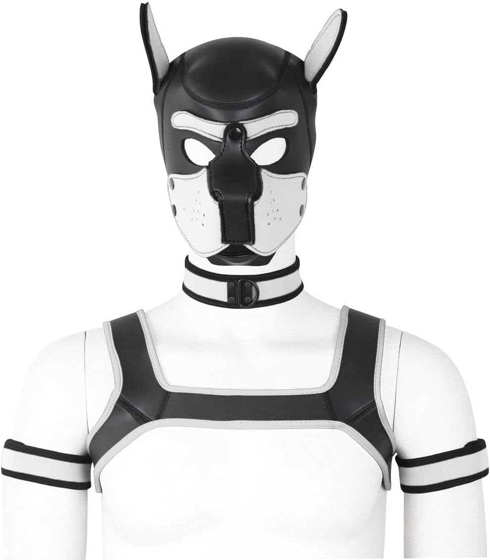 CelILucky casco cachorro neopreno blanco, cómodo para fiestas y cosplay.
