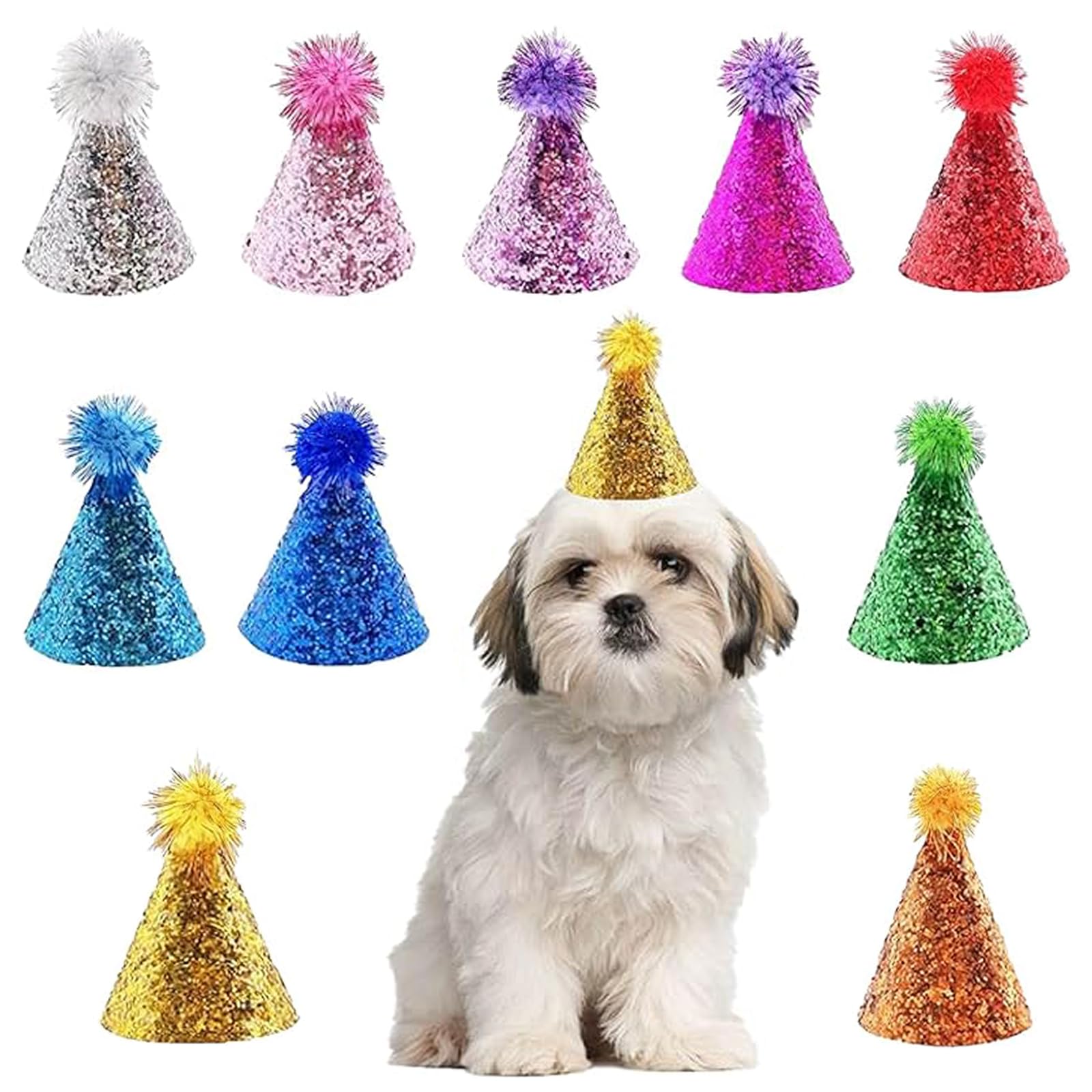 Sombrero Cellcacn para perro, diez colores brillantes, ideal para fiestas.