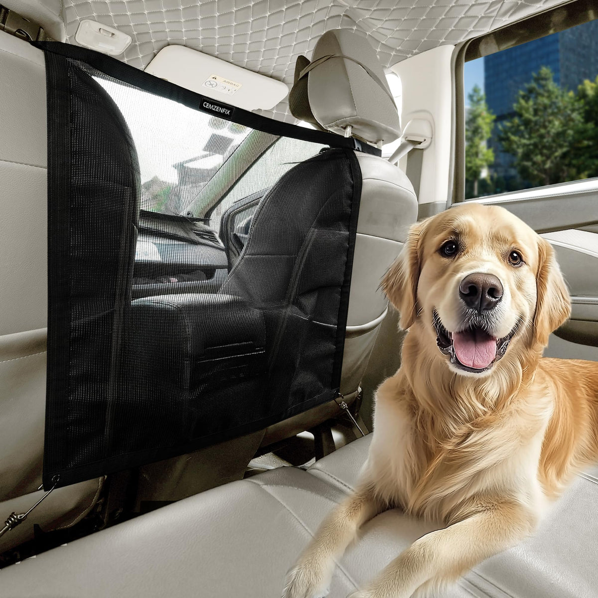 CEMZENFIX barrera para perro en coche con malla resistente para viajes seguros