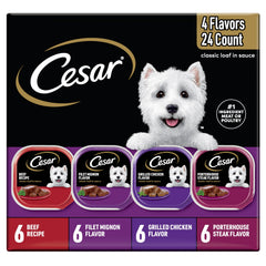 Cesar pastel-en-salsa-clasico: alimento húmedo para perro, presentación atractiva.