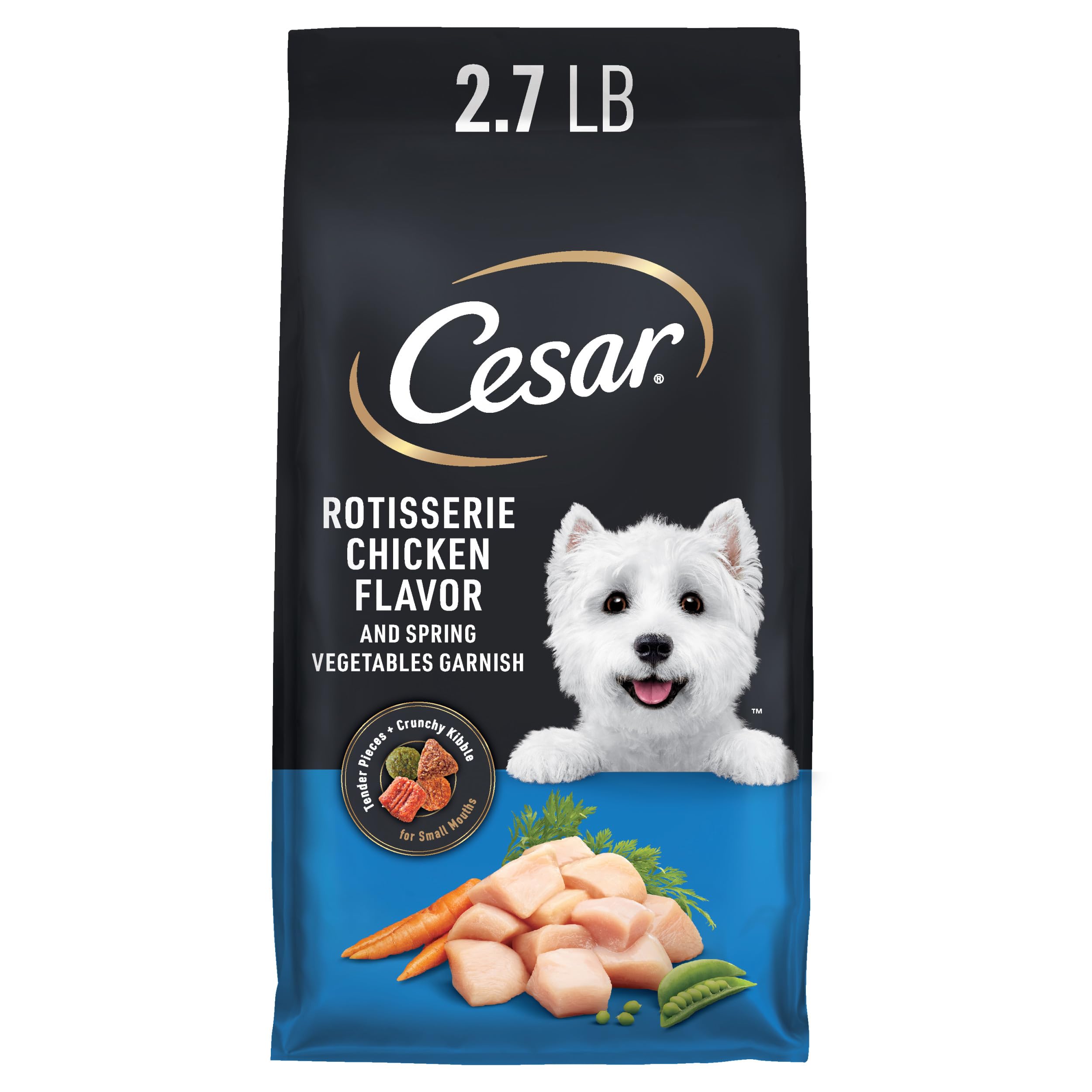 Cesar alimento seco para perros pequeños, Rotisserie Pollo, sabor delicioso para cada comida.