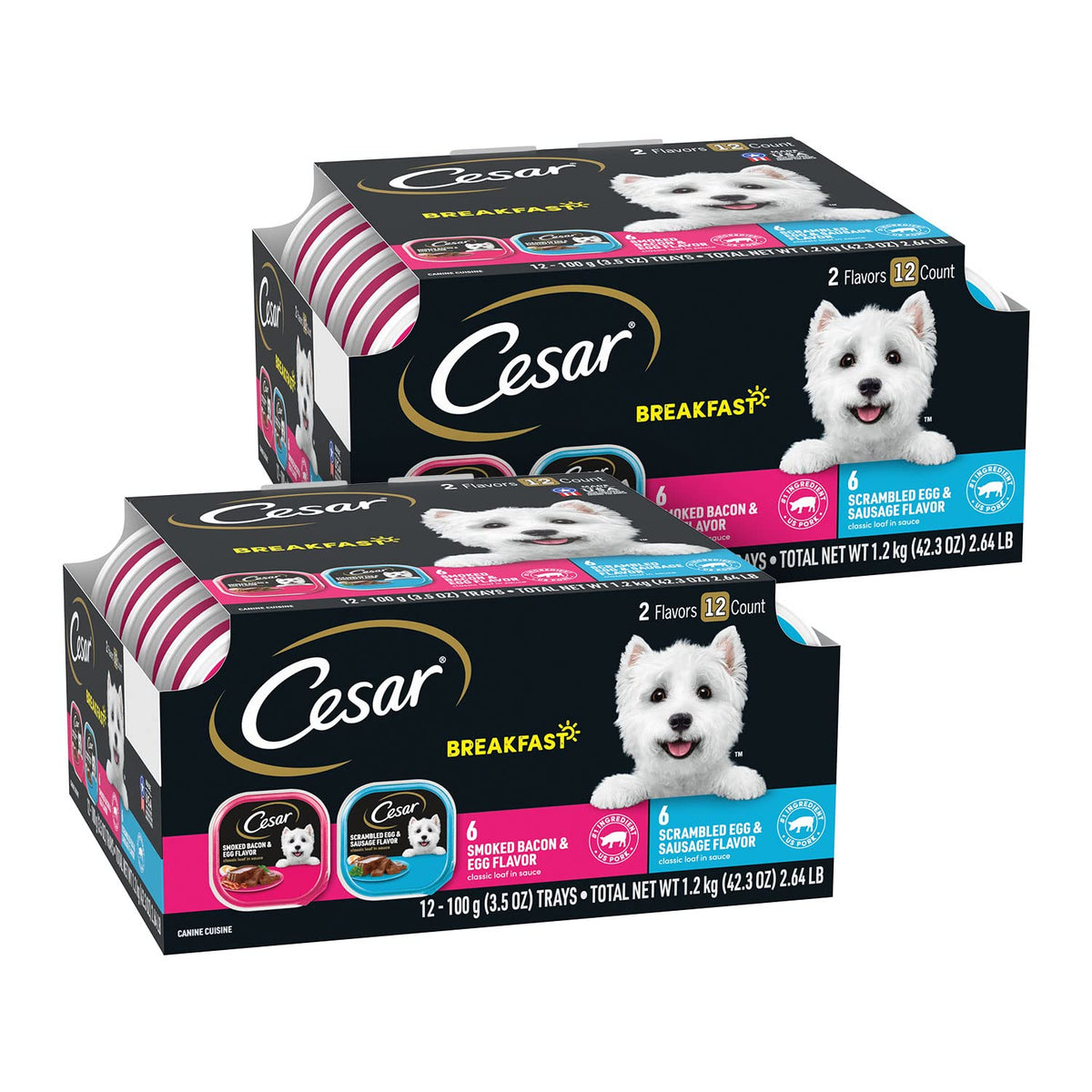 Cesar bandeja perro tocino-ahumado-huevo: topping sabroso para croquetas secas.