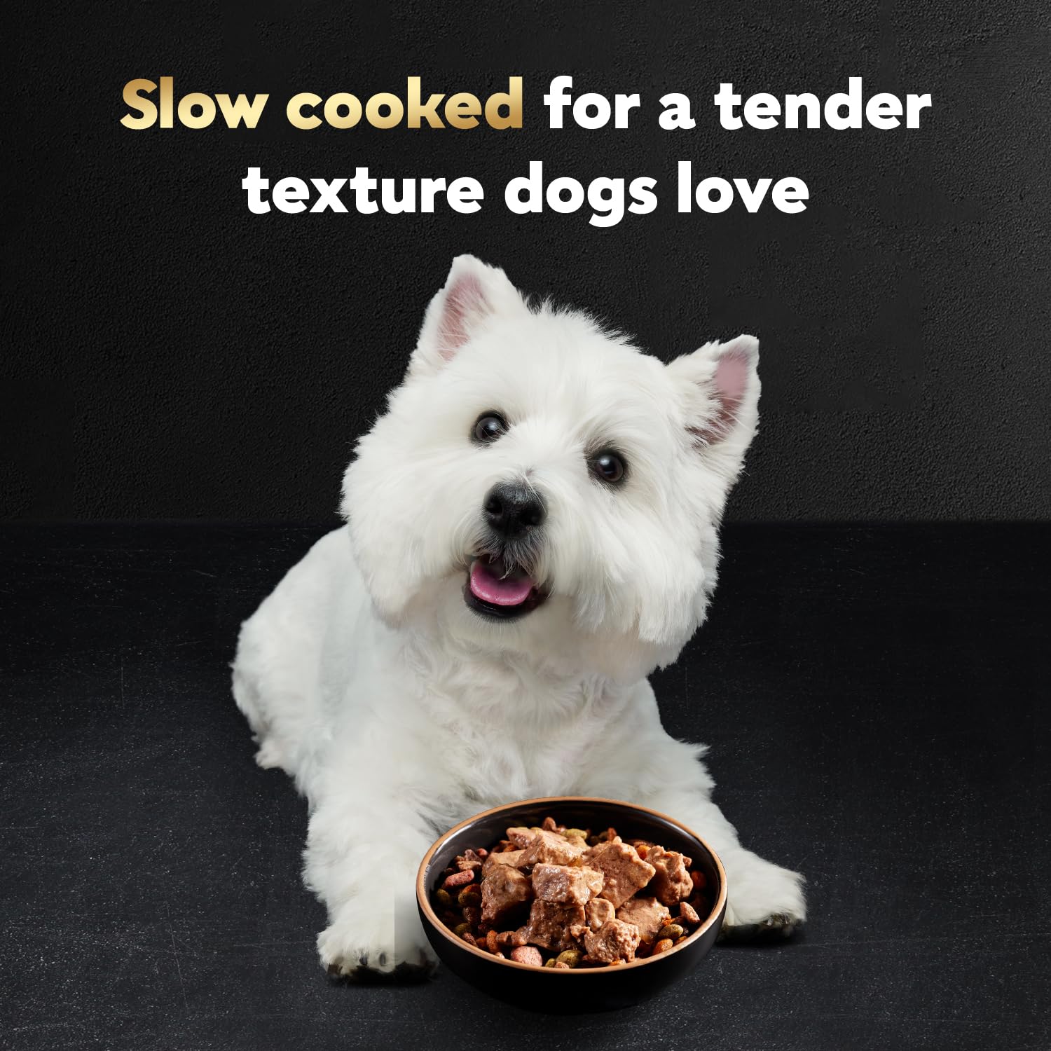 Cesar con carne real como ingrediente principal para sabor y nutrición.