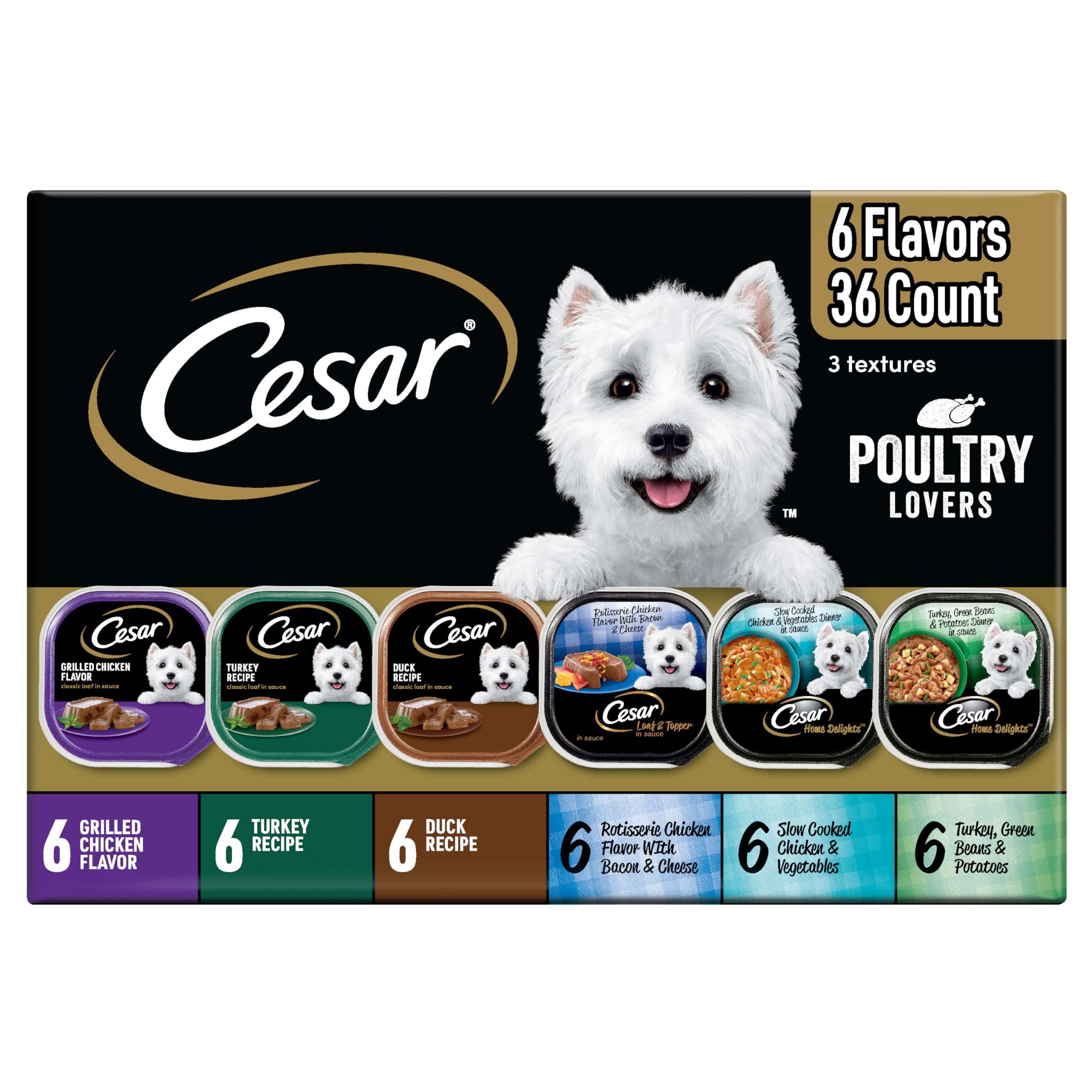 Cesar Classic Loaf en Salsa pollo real, porciones jugosas para perros felices.