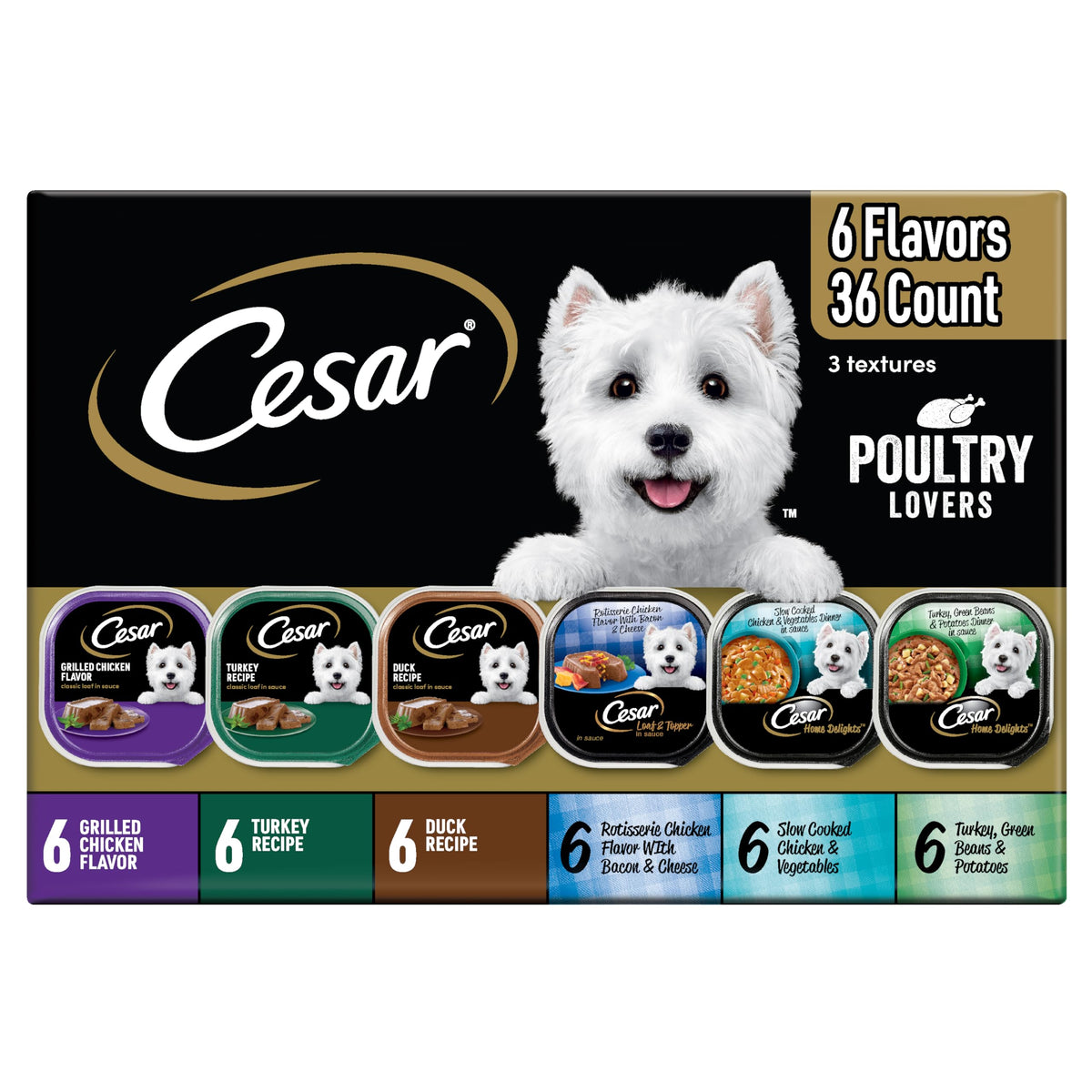 Cesar Classic Loaf en Salsa pollo real, porciones jugosas para perros felices.