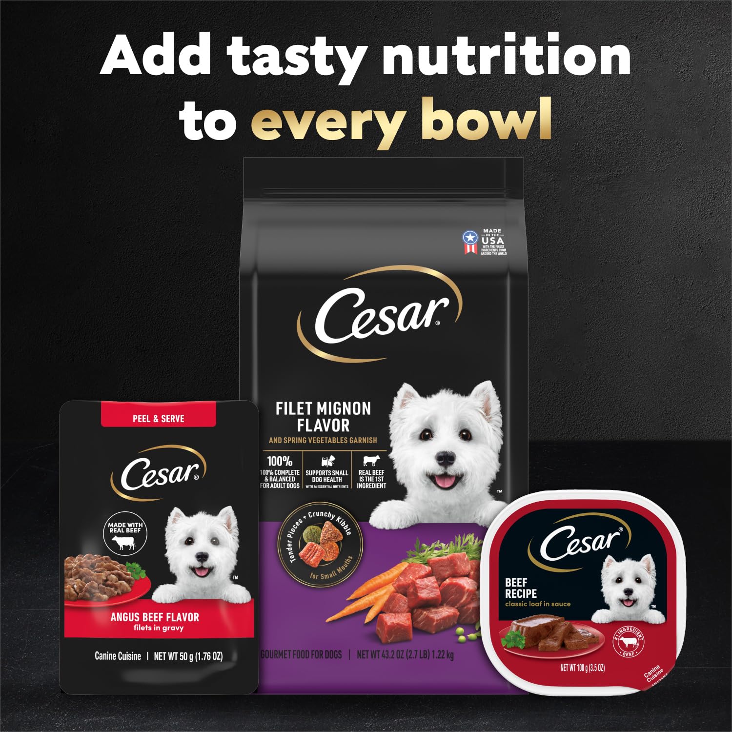 Cesar Filetes Angus, snack o topping para enriquecer la comida seca