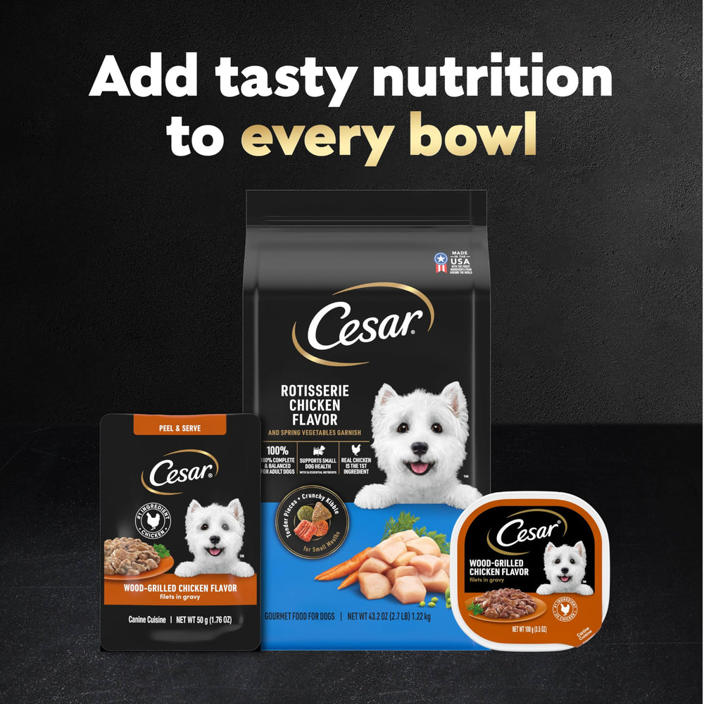 Cesar Filetes en Salsa, ingredientes naturales para perros adultos.