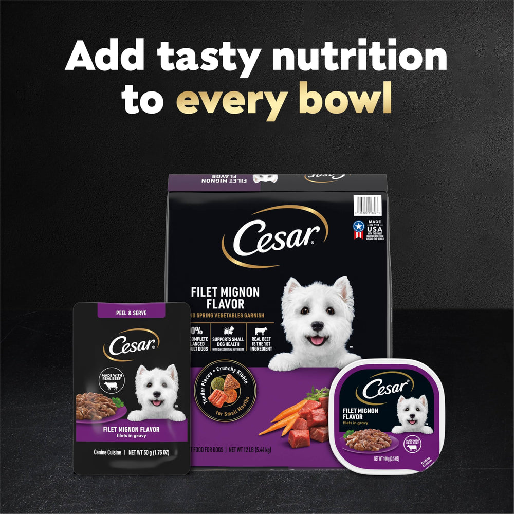 Cesar Filets in Gravy: topper perfecto para croquetas y realzar la comida seca.