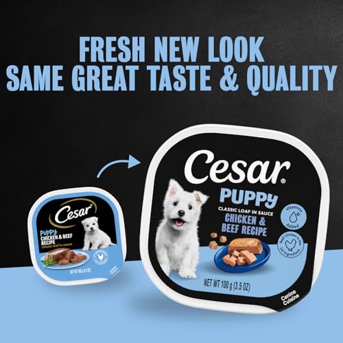 Cesar para cachorros Pollo y Res, proteína de alta calidad.