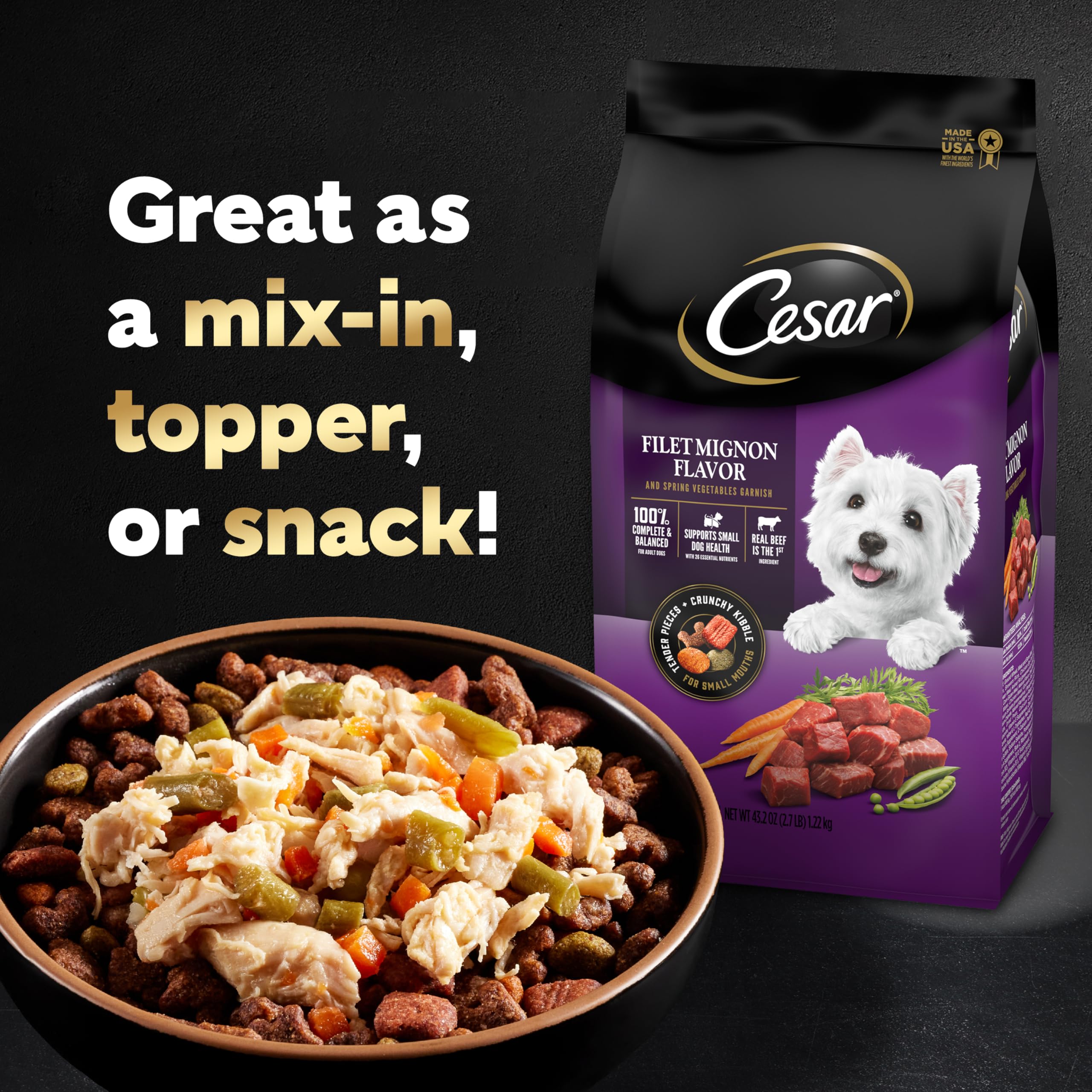 Ideal para añadir variedad a la dieta diaria de tu perro Cesar Simplemente Elaborado