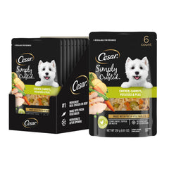 Cesar Simply Crafted Pollo con zanahorias y guisantes, complemento sabroso para perros