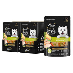 Cesar Simply Crafted con pollo y verduras en envase facil de abrir para mezclar