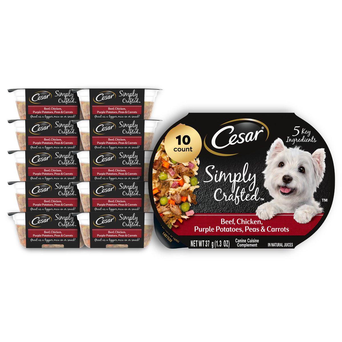 Cesar Simply Crafted topper en tarrina de 1-3oz para mezclar con comida seca