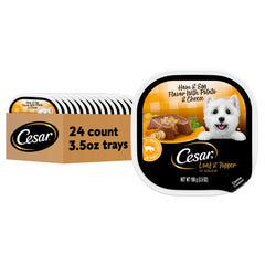 Cesar Loaf & Topper en salsa jamon-huevo, porcion sabrosa para perros adultos.