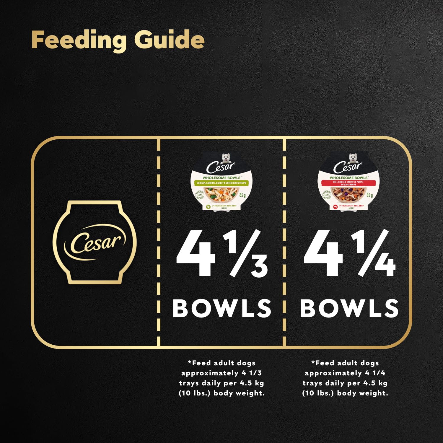 Cesar Wholesome Bowls envase-practico-porciones: porciones listas para servir en cada tazón