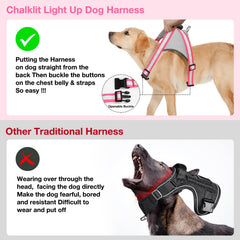 ChalkLit arnés luz para perros batería recargable por USB de larga duración.