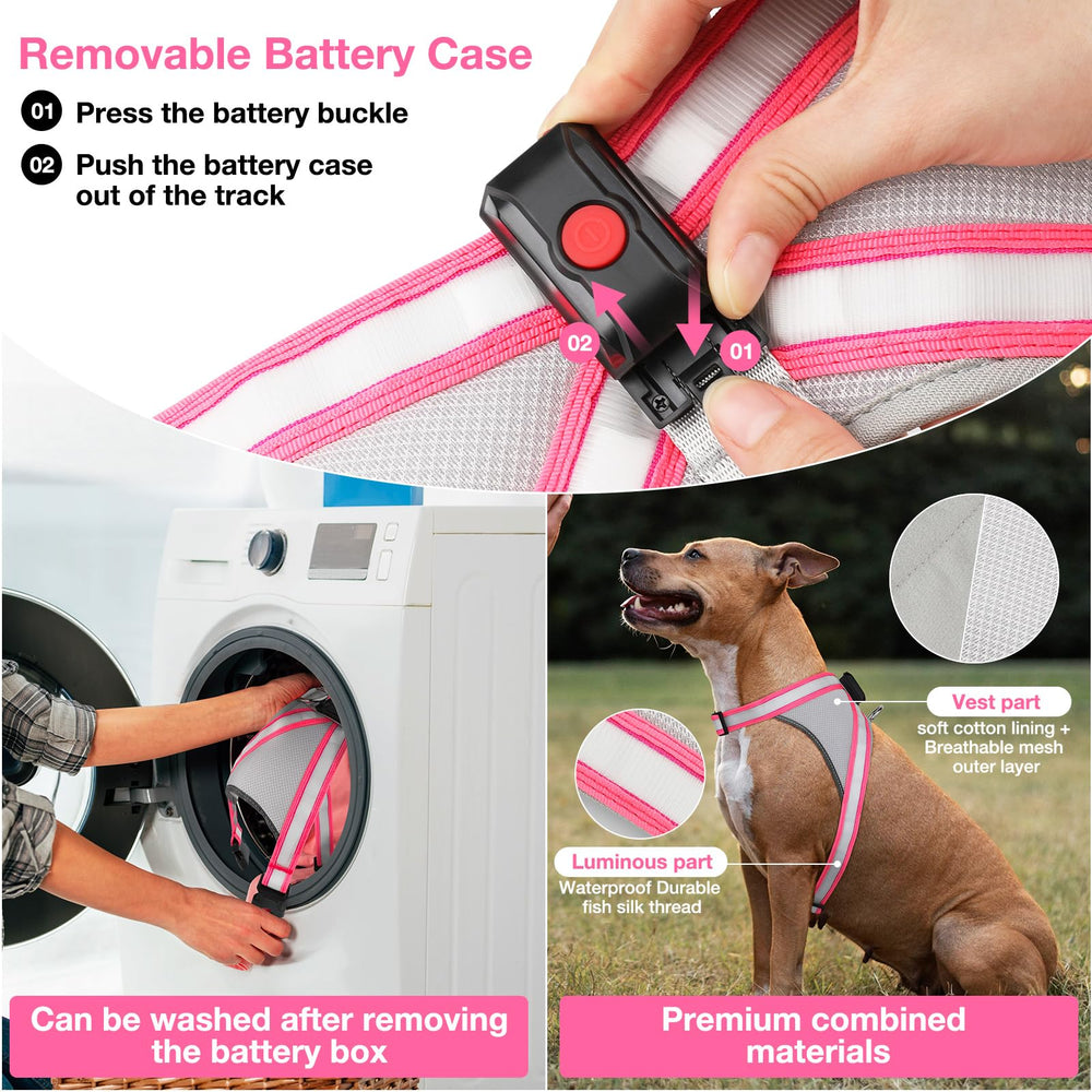 ChalkLit arnés luz para perros materiales premium y malla transpirable.