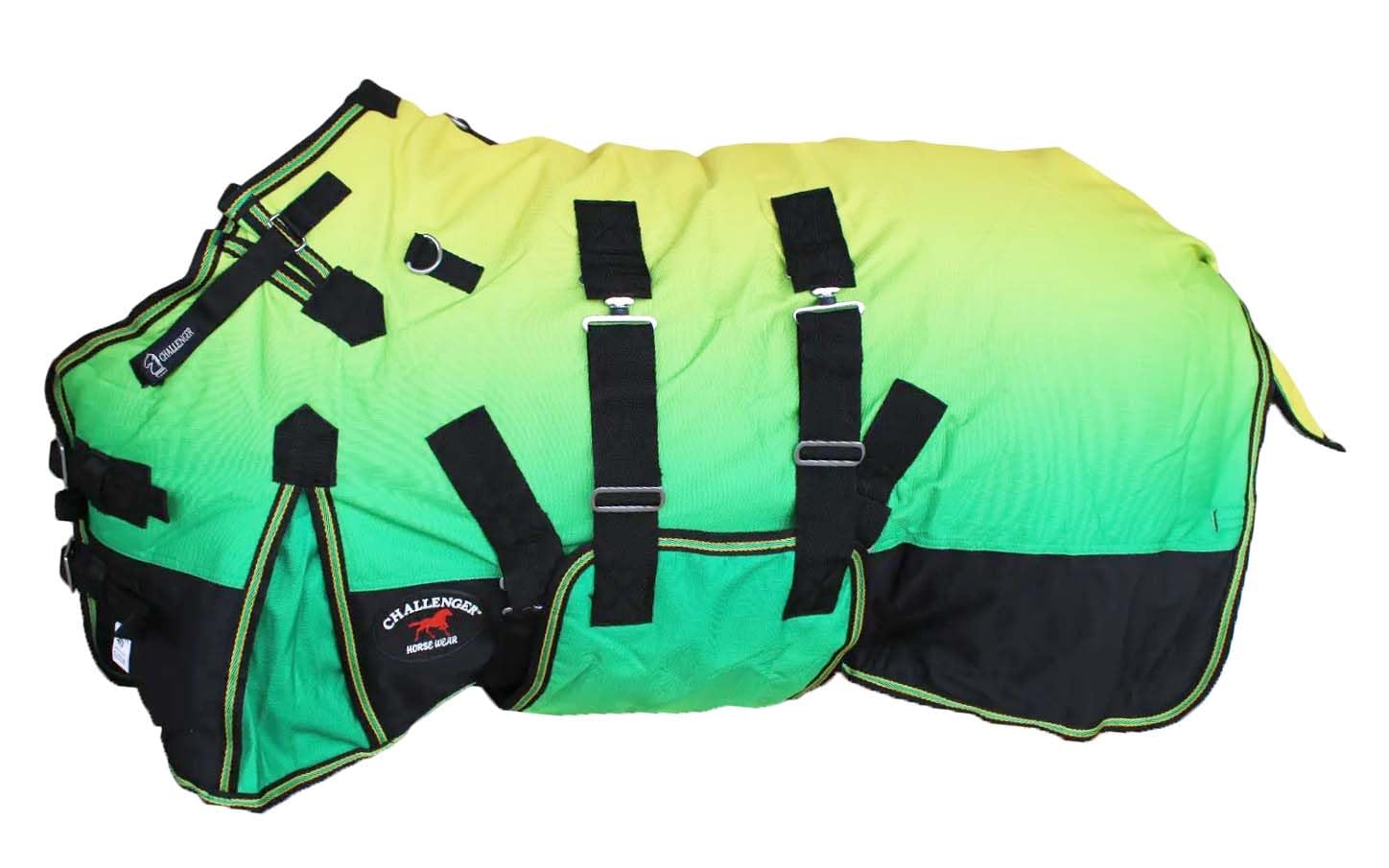 Challenger manta 1200D con correas de barriga y pierna para sujeción cómoda.