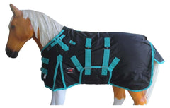 CHALLENGER cobertor 1200D para potro miniatura, vista lateral muestra material resistente y duradero