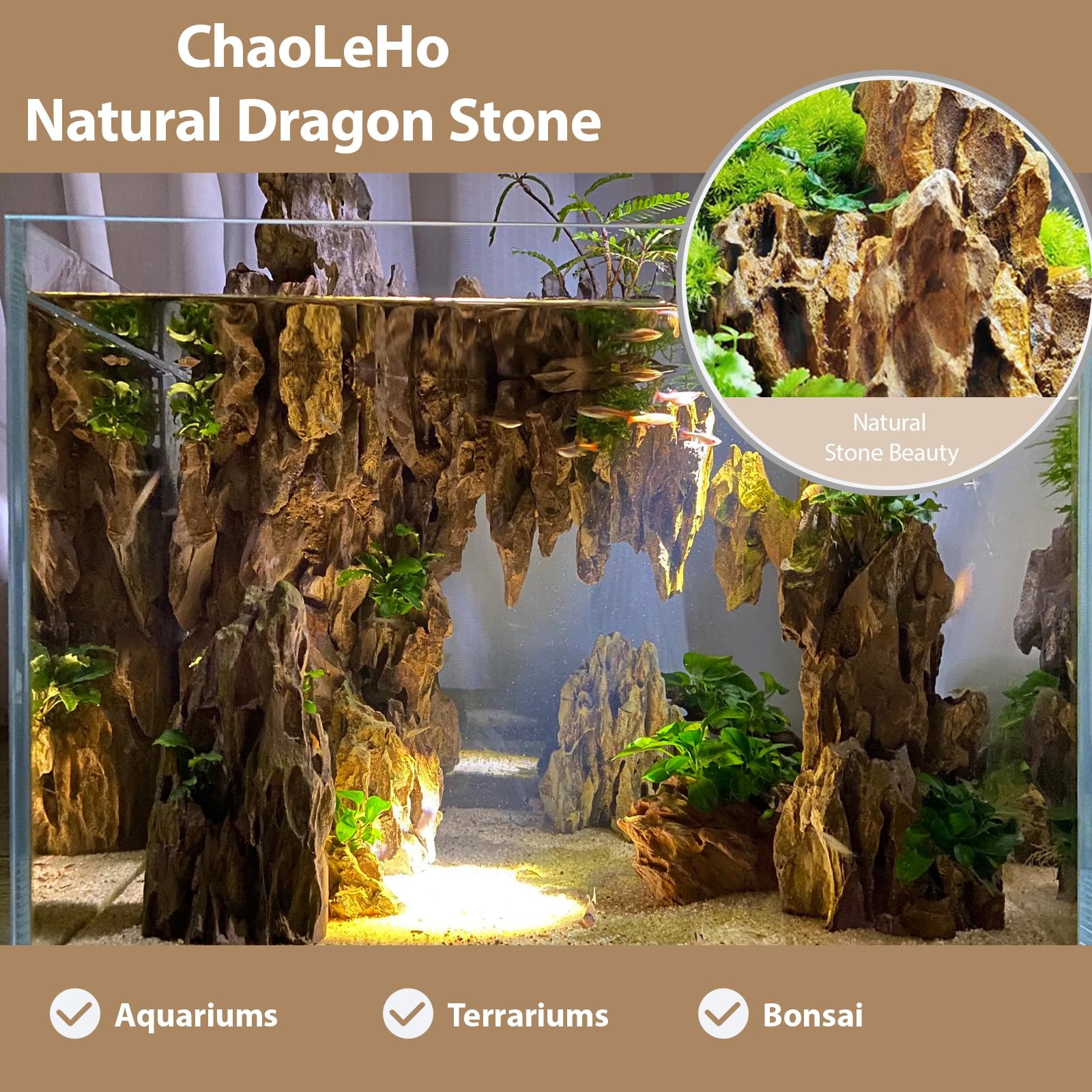 ChaoLeHo Piedra dragón acuario: ecológica y sin aditivos
