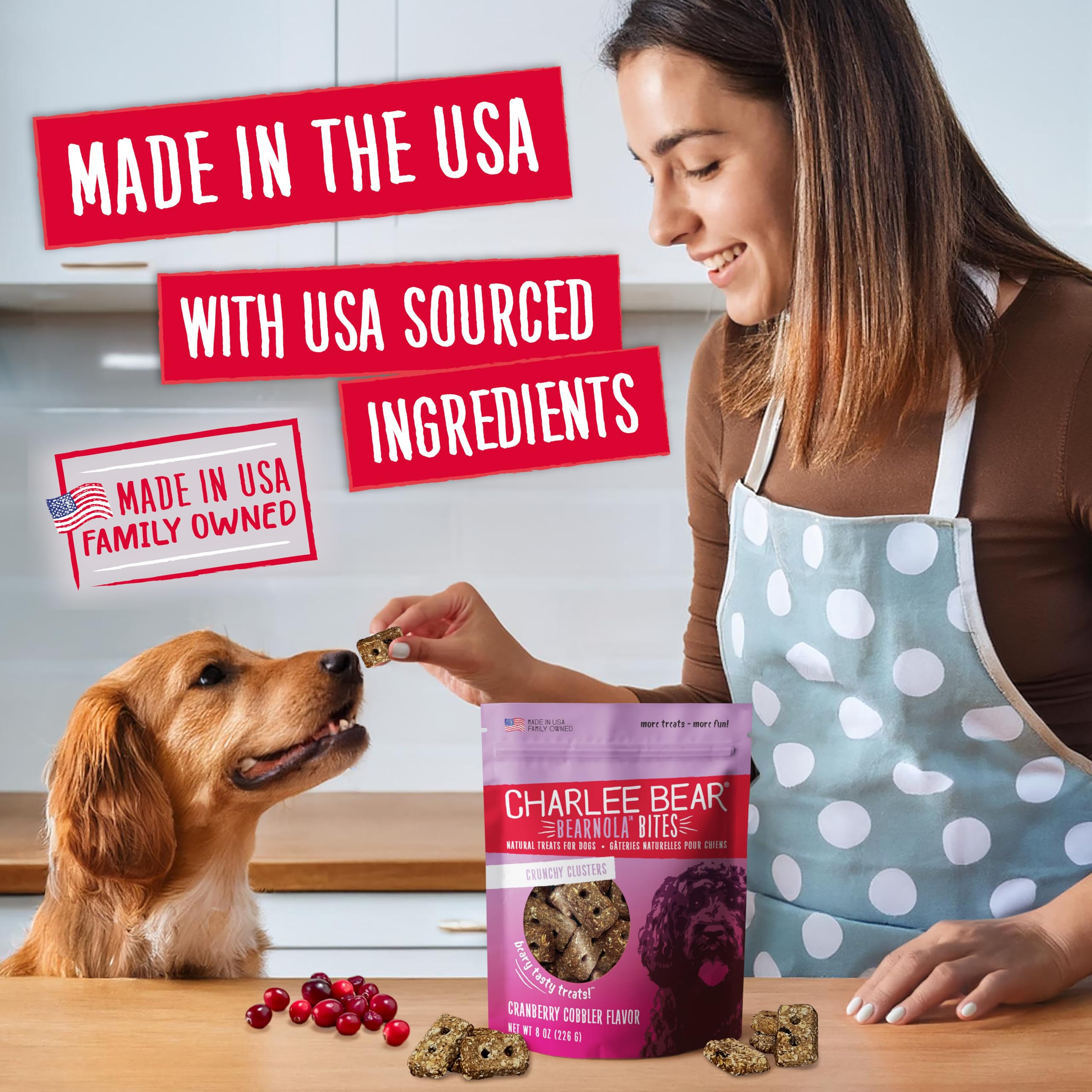 Bearnola Bites con ingredientes limitados para perros sensibles.