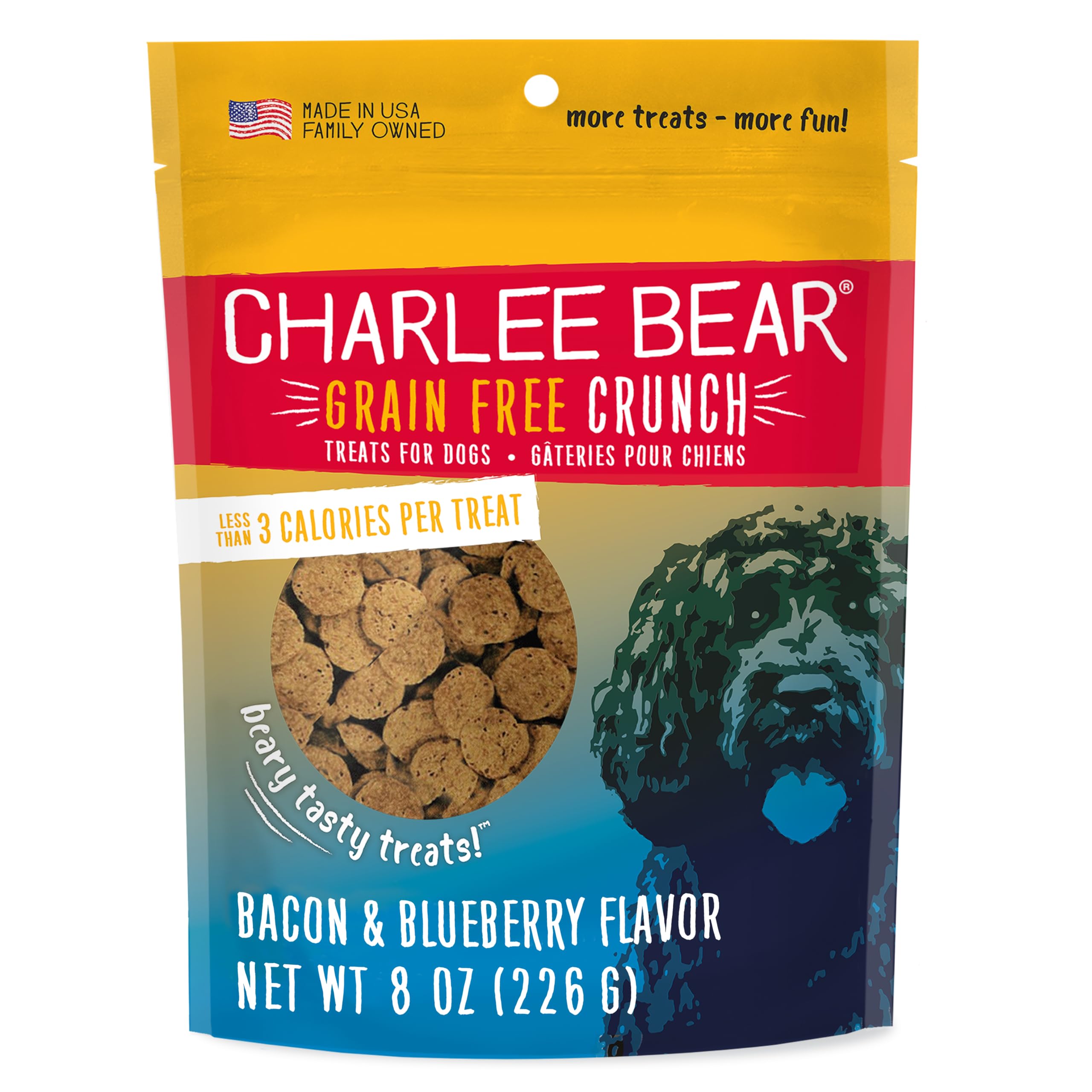 Charlee Bear bocaditos sin granos sabor tocino y arándano para entrenamiento diario