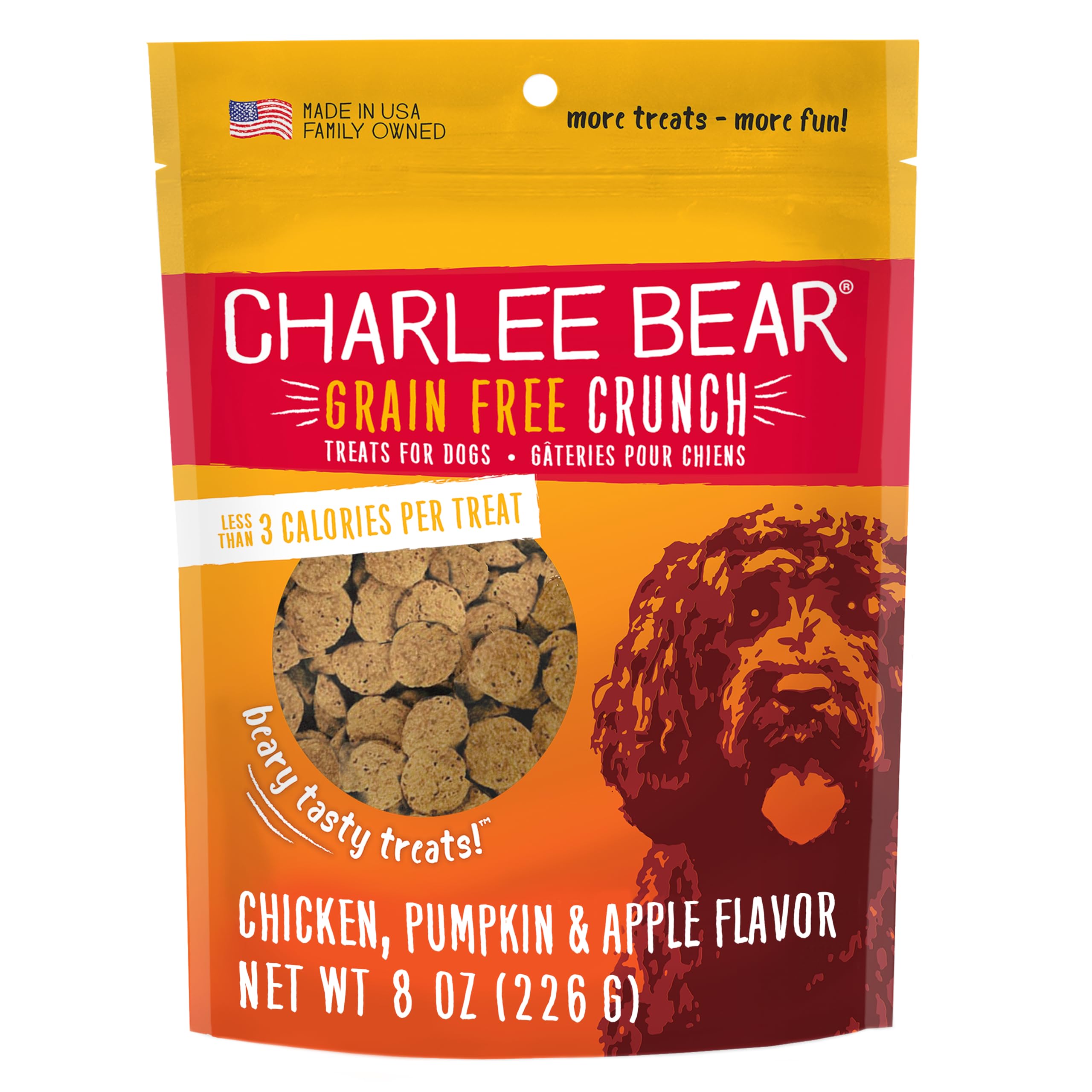 Charlee Bear bolsa cierre; snack canino práctico para entrenar fuera de casa.