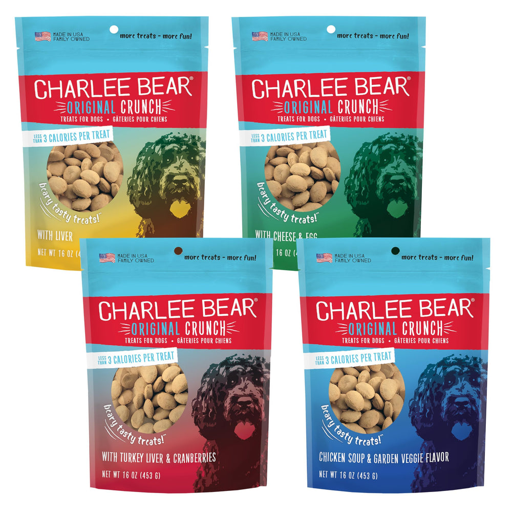 Golosinas Charlee Bear crujido original para recompensas diarias, paquete de 4 sabores.