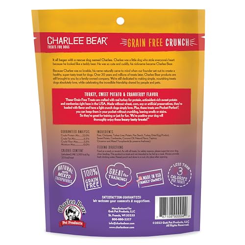 Charlee Bear galletas sin granos sabor pavo, para entrenamiento con baja caloría.