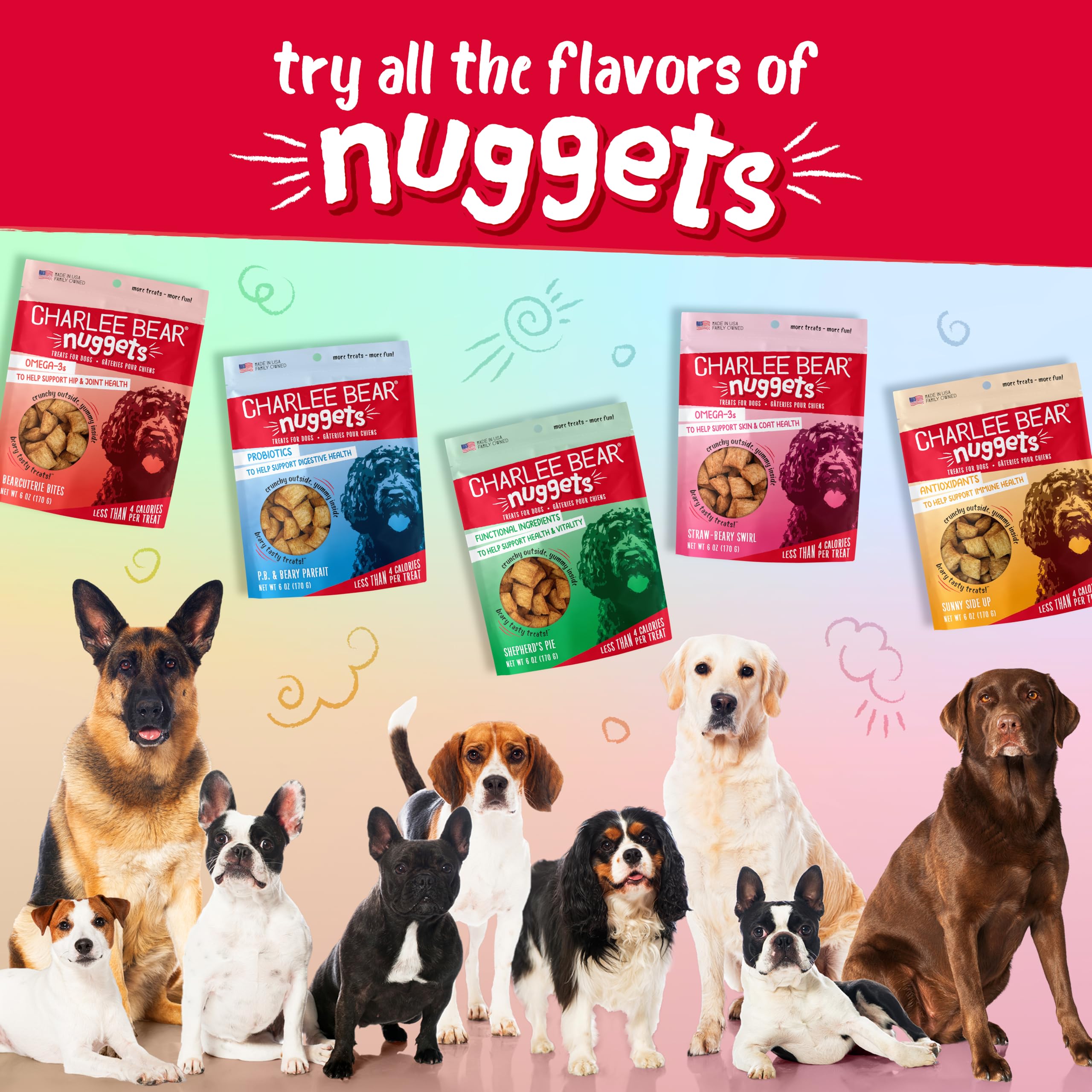 Charlee Bear Nuggets hecho en EE. UU., calidad artesanal y cuidado familiar.