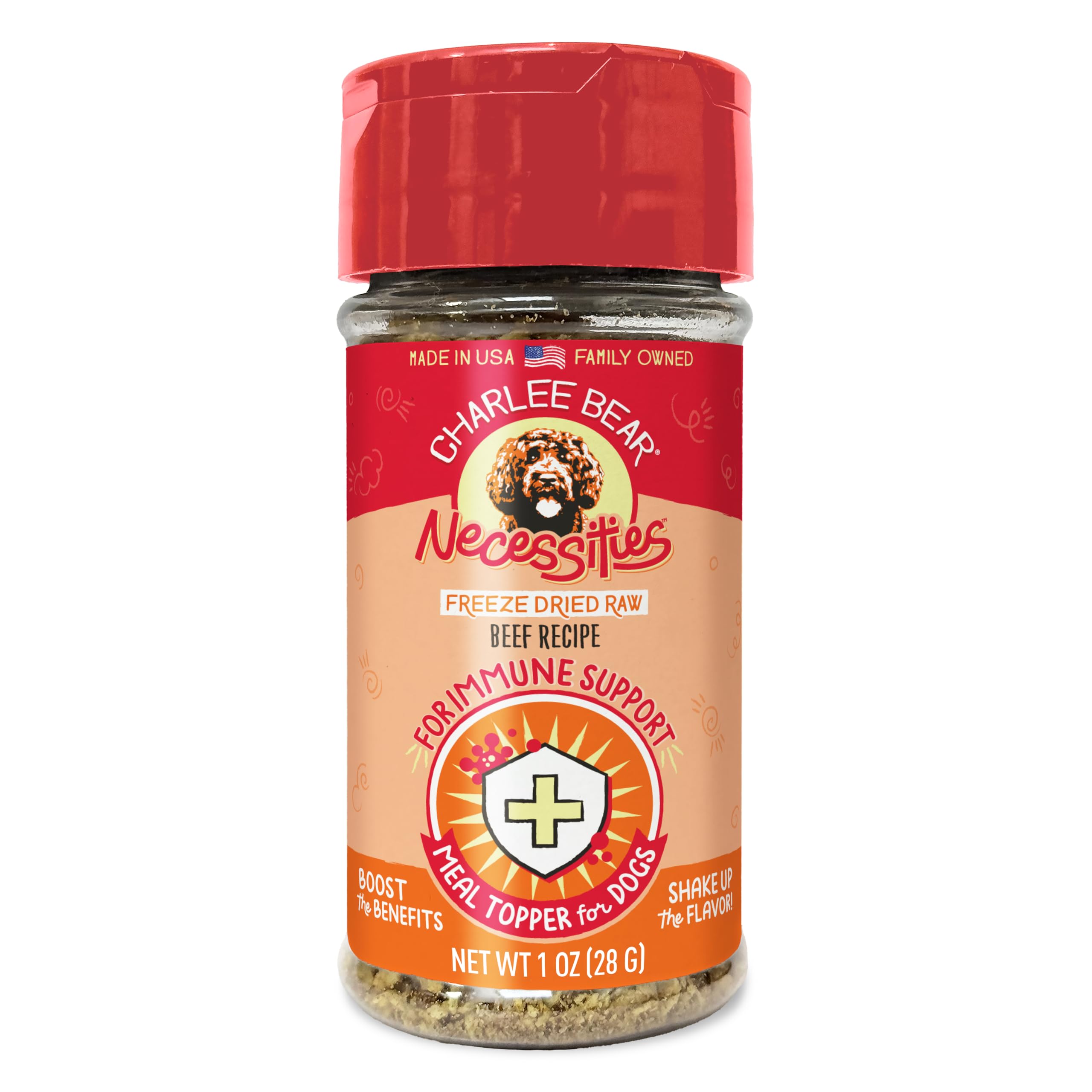 Charlee Bear Necessities aderezo liofilizado para inmunidad en perros.