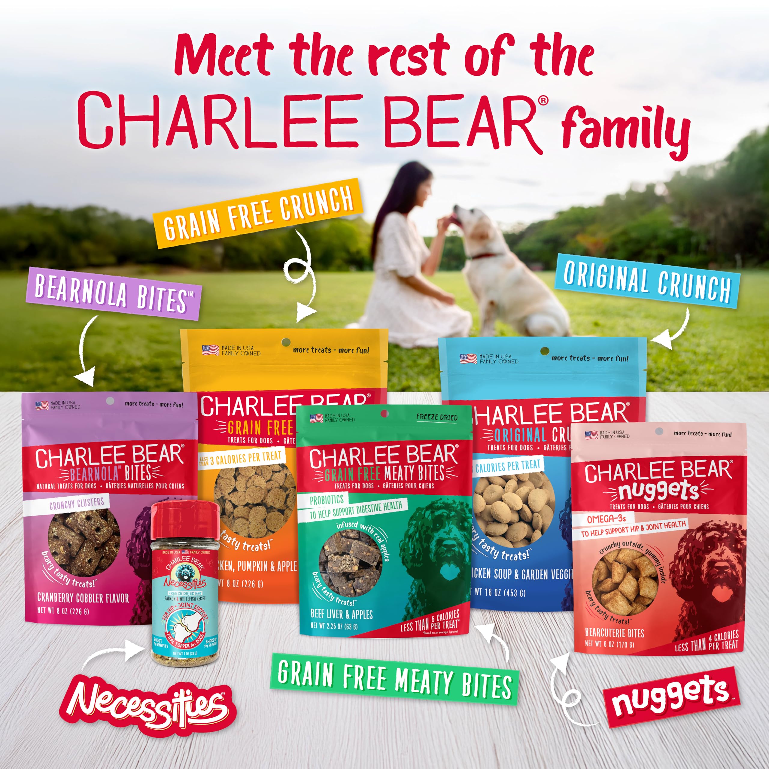 Charlee Bear Necessities aderezo para complementar comida seca o húmeda.