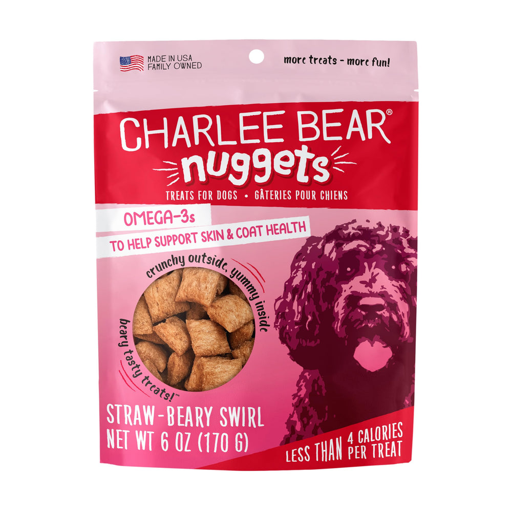 Charlee Bear Nuggets Strawbeary Swirl en bolsa de 6 oz con cierre reutilizable para entrenar