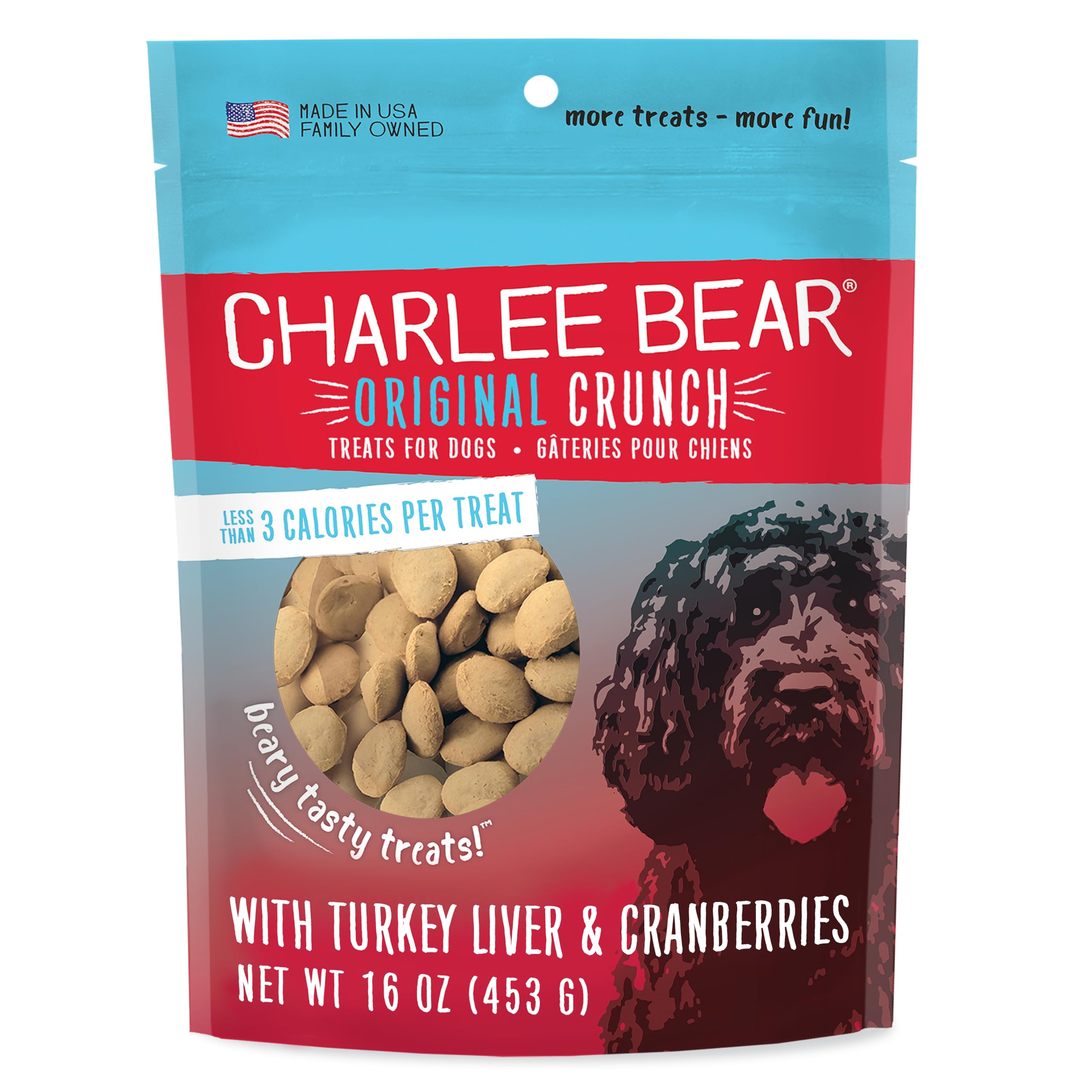Charlee Bear Original Crunch higado de pavo y arandanos, snack sabroso y ligero.