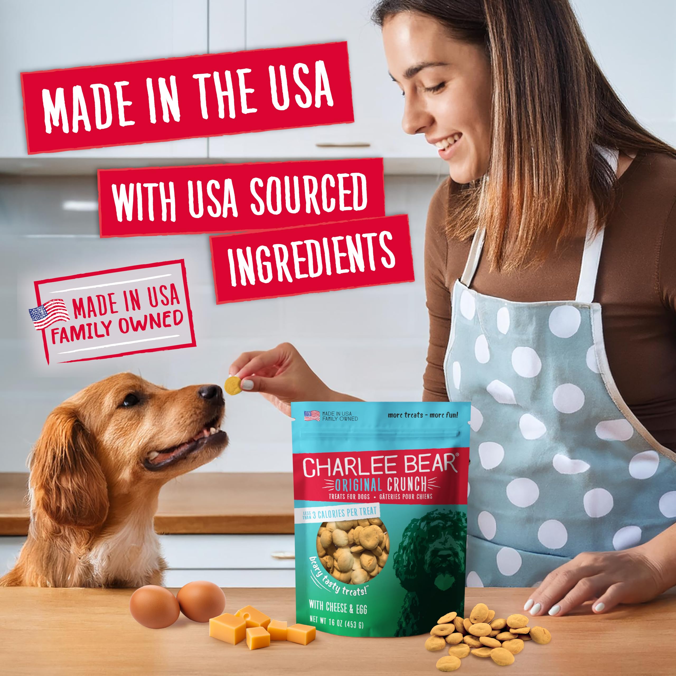 Charlee Bear Original Crunch con ingredientes simples, sabor suave para perros