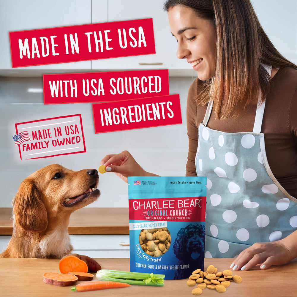 Charlee Bear Original Crunch tratitas crujientes de pollo, sabrosas y fáciles de repartir.