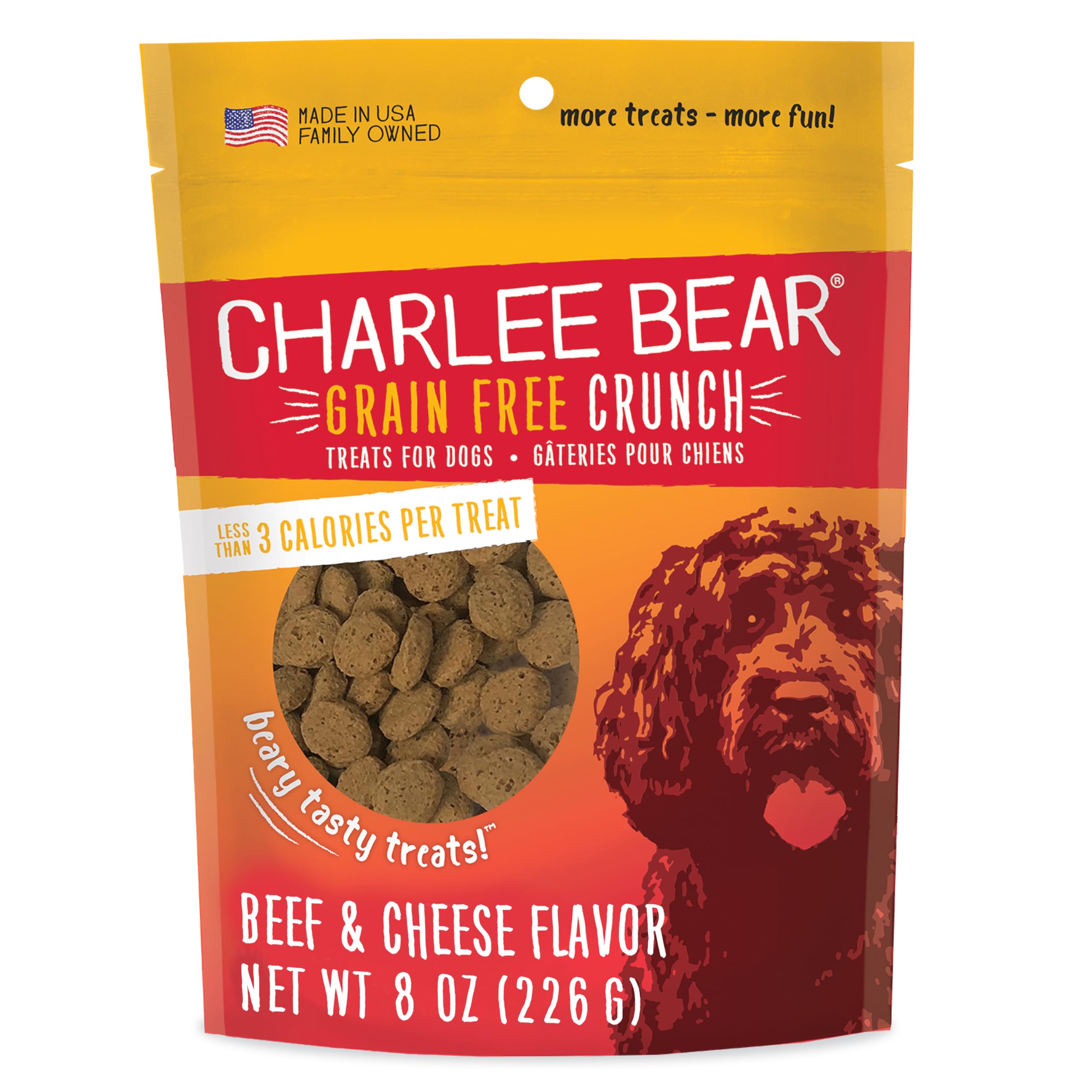 Charlee Bear snacks sin granos de ternera y queso, baja caloría para premiar